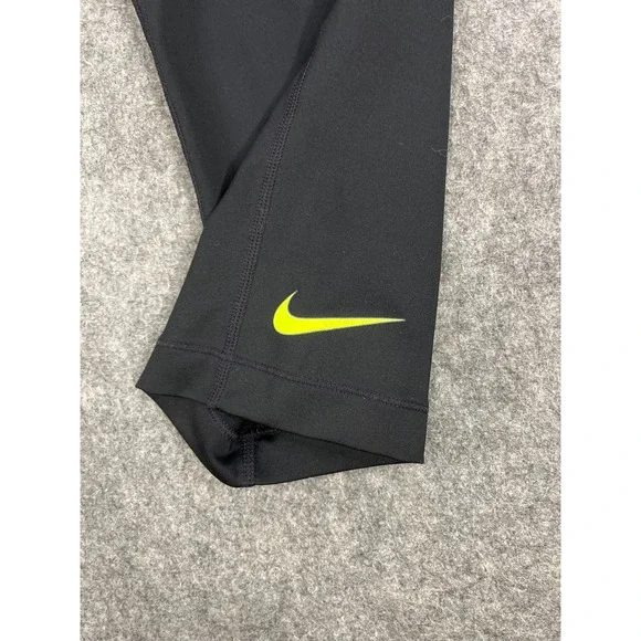 Nike Pro Women's S Capri Leggings Athletic Workout Gym Running Black Neon Yellow - Picture 2 of 4